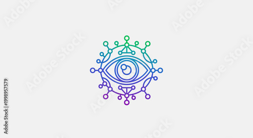 Mystical Eye Symbol with Geometric Network and Gradient Colors