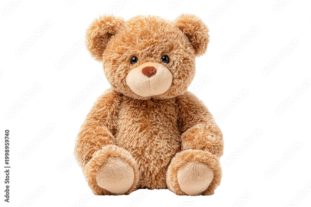 Fototapeta premium Adorable golden teddy bear sitting isolated on white background png