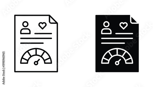 Document performance gauge icon representing business analytics and data tracking reports