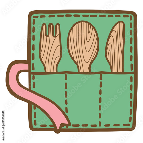 Cute Environment eco-Friendly cutlery set Clipart png