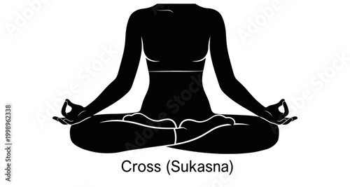meditation pose silhouette on transparent background high quality