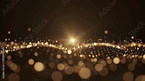 Golden Bokeh Lights Effect - Abstract Waves of Glittering Particles and Light Flare