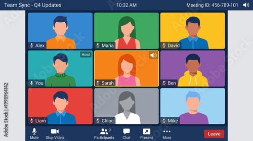 a group of people on a video call.