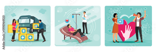 Humanitarian aid concept. Blood donation. Supporting volunteering.