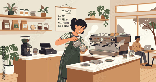 woman in cafe  young indoor female business barista