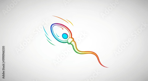 Rainbow sperm cell illustration, symbolizing fertility, conception, and LGBTQ+ family planning