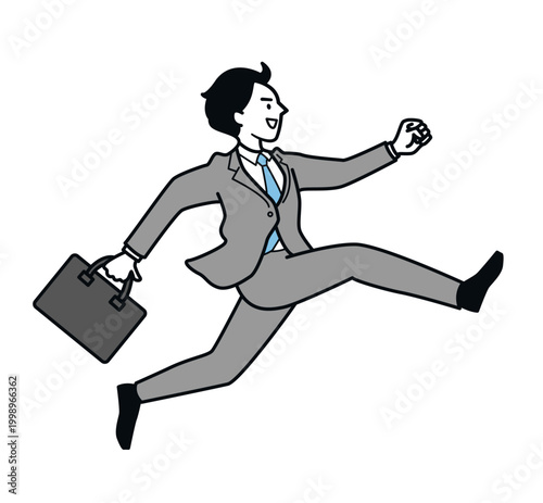 走るスーツ姿の男性のイラスト