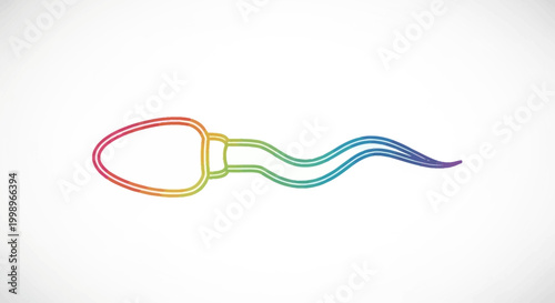 Rainbow sperm outline illustration on white background, symbolizing fertility and conception