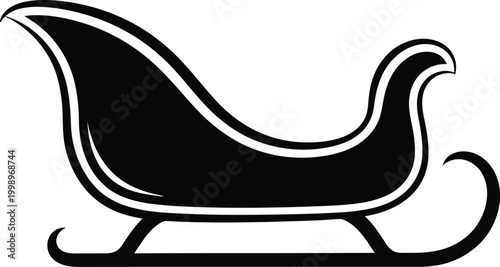 Black sleigh icon with white outline on white background