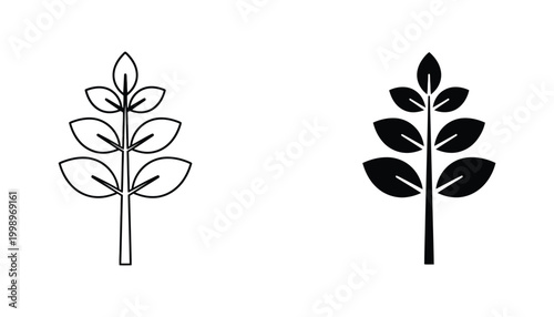 Tree with leaves nature icon in line and solid style for environment ecology and forest conservation concept design isolated on white background