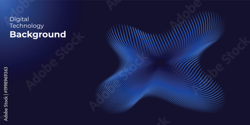 Фотография Modern Abstract Digital Technology Background with Blue Fluid Wave Particles and