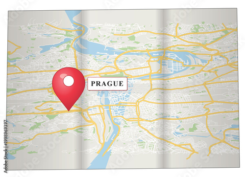 Prague city map with location pin vector czech republic vector
