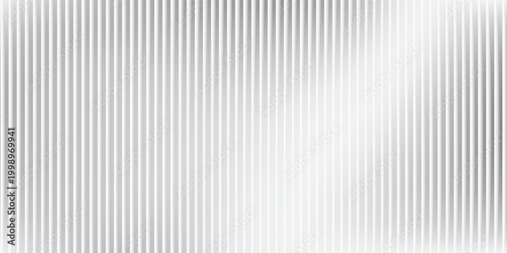 Fototapeta premium Glass background with silver ribbed effect and abstract 3D line pattern. Modern gray panel design for wall or window, adding light reflection and stylish texture to architecture.