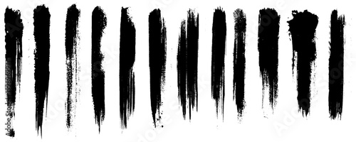 Collection of Grungy Vertical Lines with Varying Thickness and Opacity. 