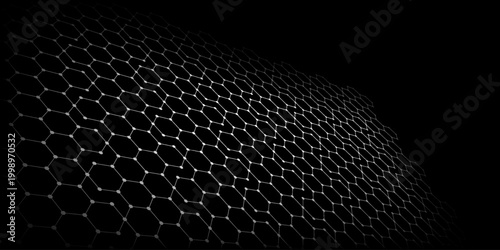Black background. Dark hexagon carbon fiber texture. Navy blue honeycomb metal texture steel background. Web design template vector illustration EPS 10.
