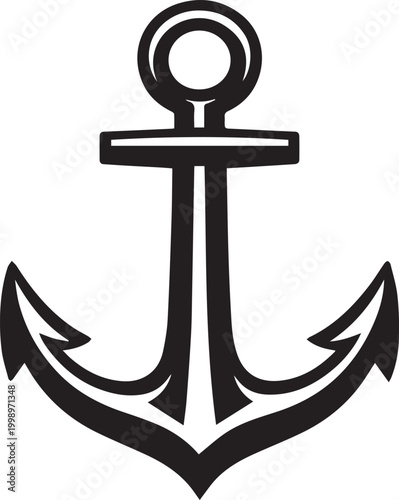 Black and white anchor nautical symbol illustration Vector