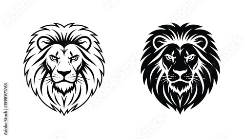 Lion head logo symbol in fierce and bold vector style for branding sports team or luxury fashion design