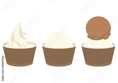 カップに入ったアイスクリームのベクターイラスト(ソフトクリーム・ダブル)