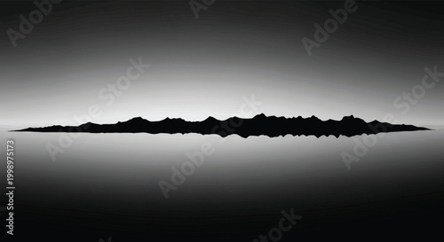 Black silhouette of a sound wave on a gradient background from white to dark