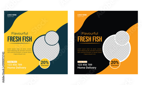 Fish social media post banner template