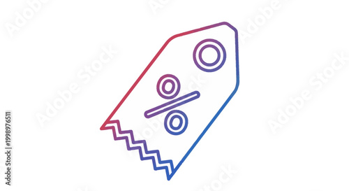 Discount Tag Icon with Percentage Symbol, Sale and Offer Concept, Red Blue Gradient