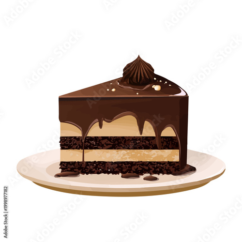 Chocolate Cake, rendered in a minimalist 2D flat vector icon style against a pure white backdrop