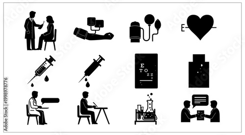 medical icons set on transparent background high quality