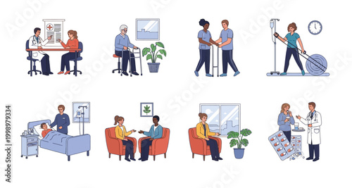 healthcare services illustrations on transparent background high quality