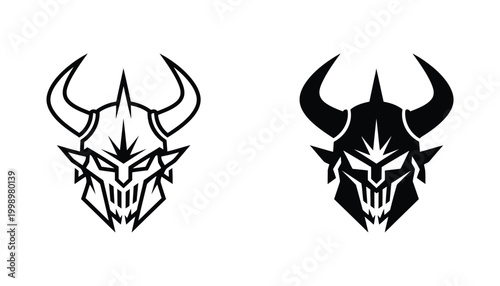 Fierce armored warrior helmet mascot vector illustration for gaming or sports team branding identity