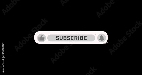 Red Subscription Button Icon with Like Thumb and Notification Bell