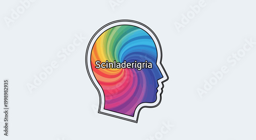 Colorful mind swirl inside human head silhouette, abstract concept of creativity, ideas, and imagination
