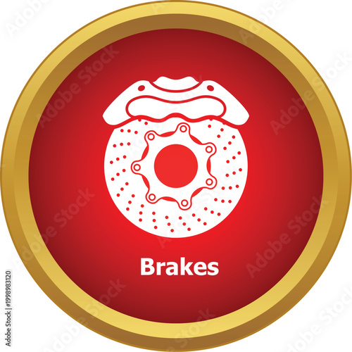 Red circle icon displaying a vehicular brake rotor and caliper