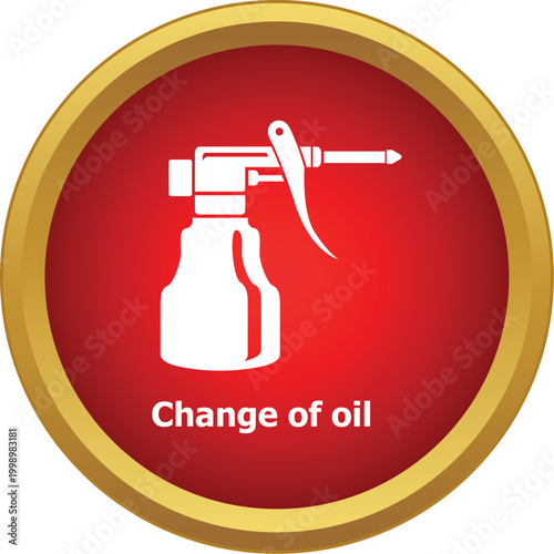 Oil can spray gun icon on a red button with change of oil text