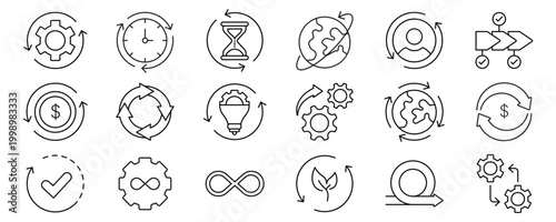 Continuity line editable icon set. Editable stroke. Vector Illustration