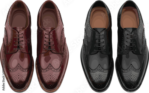 Classic leather oxford shoes collection elegant formal footwear vector illustration men fashion dress shoes set isolated design