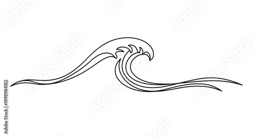 A black line drawing of a wave on a white background