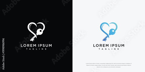 Heart Shaped Key Logo Design