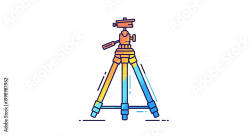 Colorful illustration of a camera tripod, isolated on white background