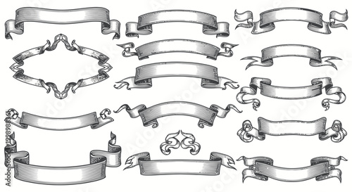 Vintage Banner Collection - Hand-Drawn Ribbons and Scrolls for Design