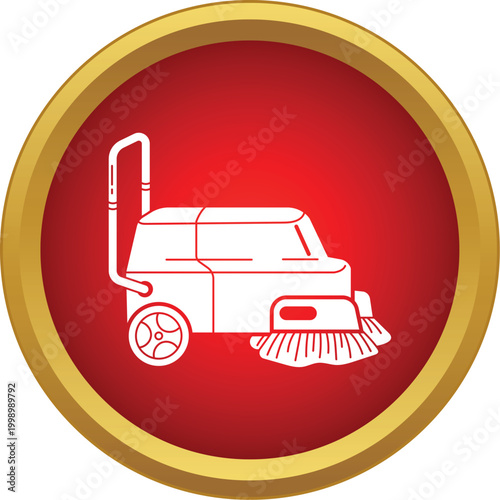 Floor sweeper machine icon illustrating commercial cleaning and maintenance technology