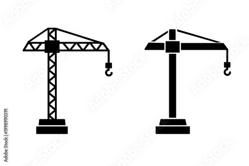  Tower Crane Silhouette Vector Illustration