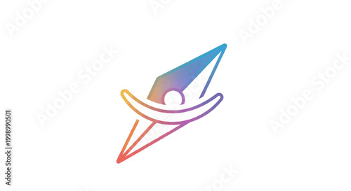 Abstract Geometric Compass Icon with Rainbow Gradient - Navigation, Direction, Innovation