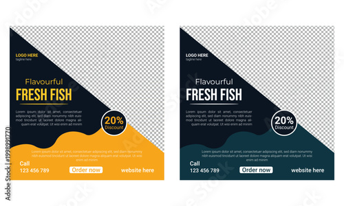 Fish social media post banner template