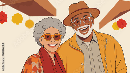 Happy Senior Couple Celebrating Holiday Together