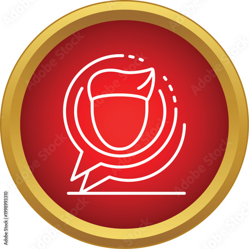 Stylized head in a speech bubble representing communication and public speaking