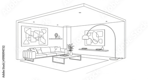 Modern Living Room Interior with Comfortable Furniture and Decor.