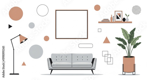 Modern Living Room Interior with Sofa and Decor.