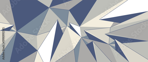 Polygonal vector 3D abstract background, low poly surface with broken wrecked sharp elements, crystal structure triangular polygons, minimal abstraction.