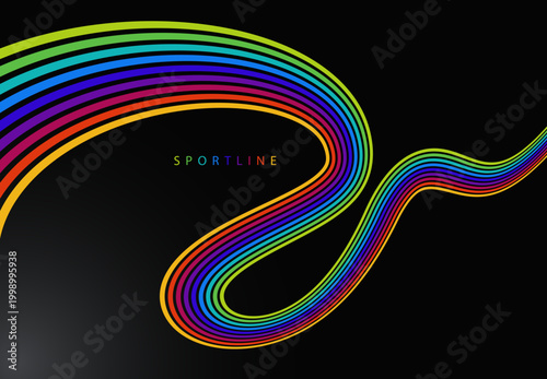 High energy neon spectrum lines on dark space expressing speed, power and intensity, visual metaphor of motion, acceleration, physical effort and competitive drive.