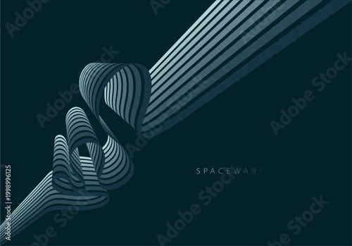 Foto Mist oblivion night theme vector abstract background with 3D lines in perspective, dystopian gloomy dark graphic design wallpaper with curve stripes